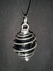 Black Obsidian Pendant--Caged