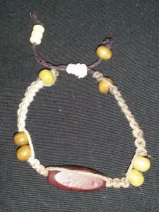 Tan Hemp with Brown and Yellow-Tan Wood Beads
