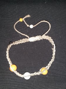 Tan Hemp with Metallic, Yellow and Orange Ceramic Beads