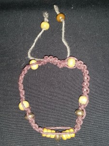 Brown Hemp with Metallic and Wood Beads