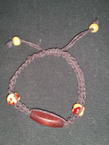 Brown Hemp Bracelet with Tan-Red and Brown Beads - Dark