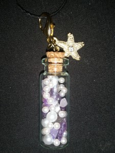Amethyst Bottle Ocean Pendant with White Beads