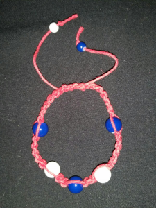 Red White and Blue Hemp Bracelet with Beads