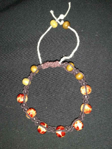 Brown Hemp with Yellow-Red Beads